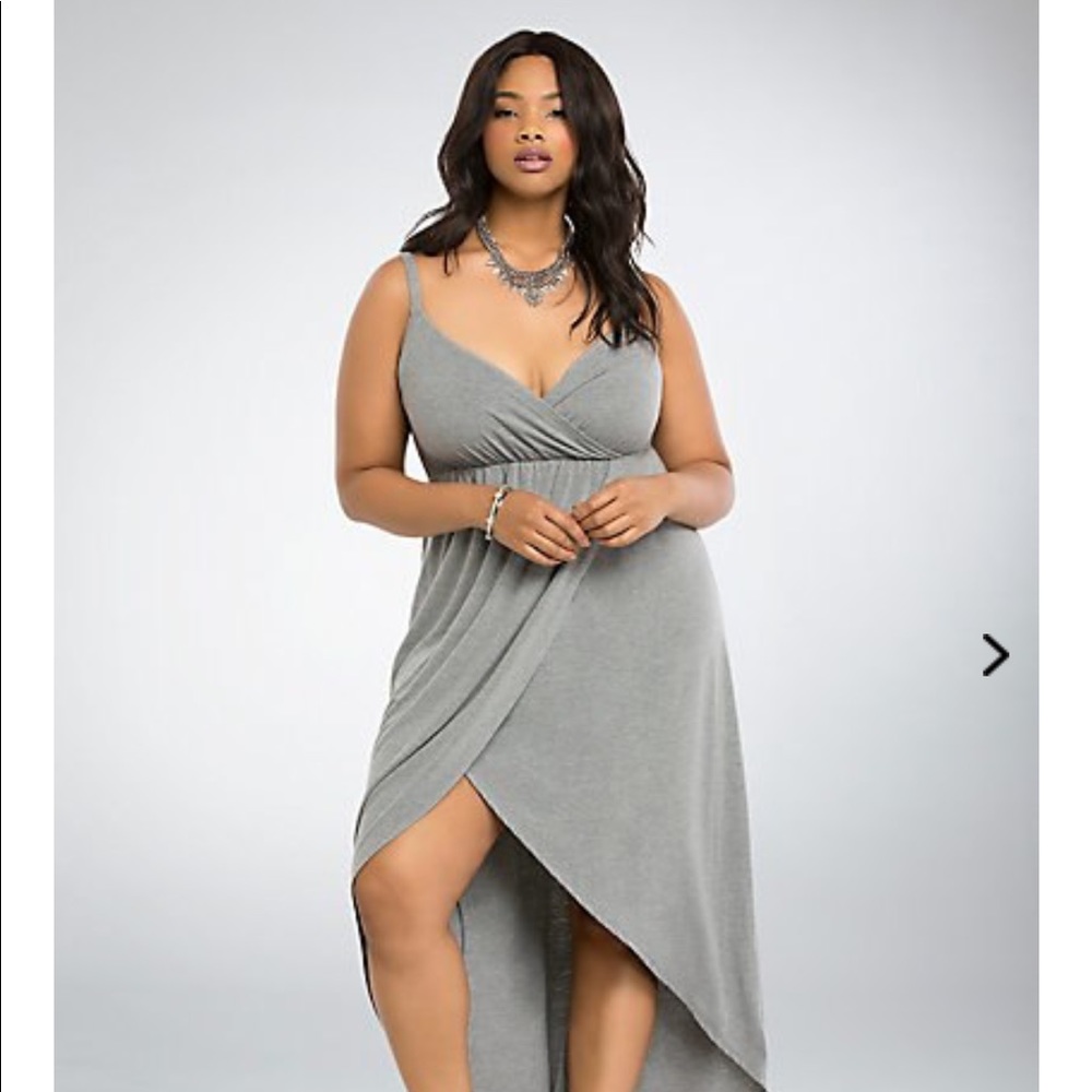 Torrid Gray Hi-Lo Surplice Knit Dress (Size 3)